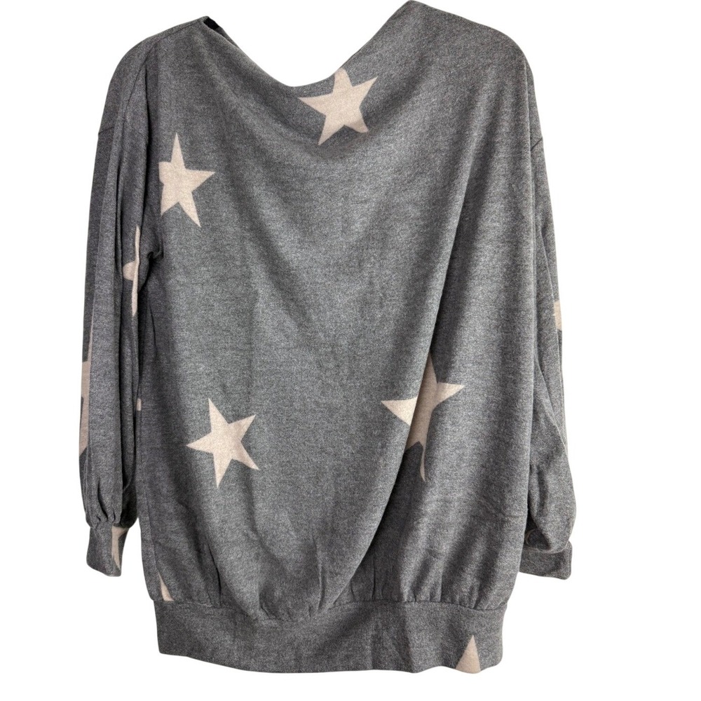FIRST LOVE by Lovelyn Star Knit Sweater Gray Boatneck Celestial Pullover‎ NWOT S
